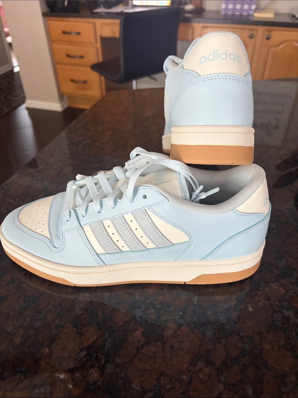 adidas Women's Pastel Blue and Cream Low-Top Sneakers